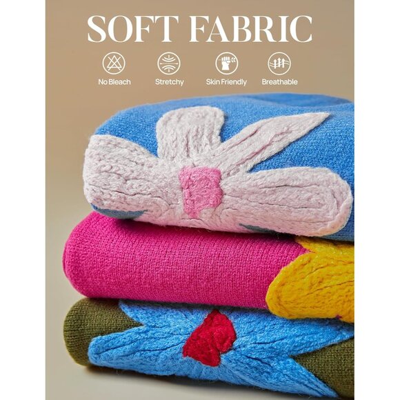 Women's Ribbed Knit Sweater Casual Long Puff Sleeve Crewneck Fall Top - Picture 5 of 7